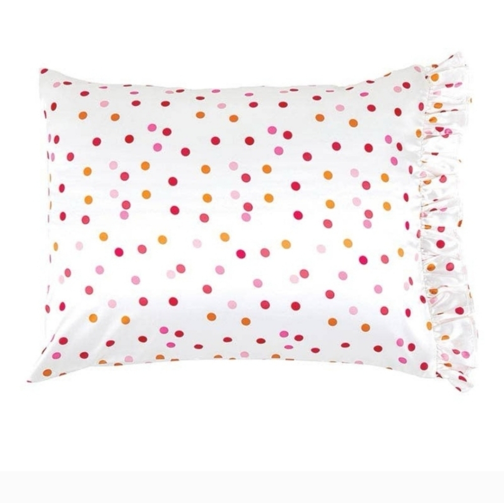 Bella Sleep + Spa Satin Pillowcase for Hair& Skin with Ruffle Trim Confetti STD